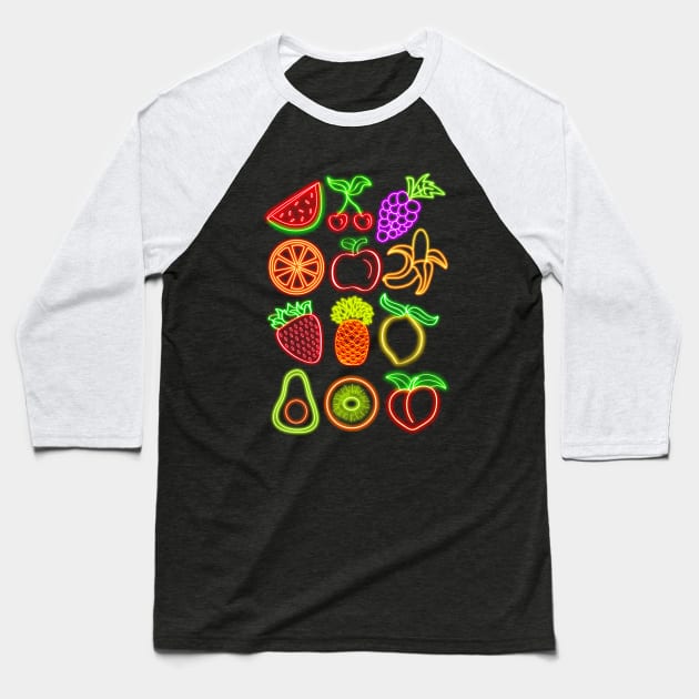 Neon Fruit Baseball T-Shirt by JadeGair